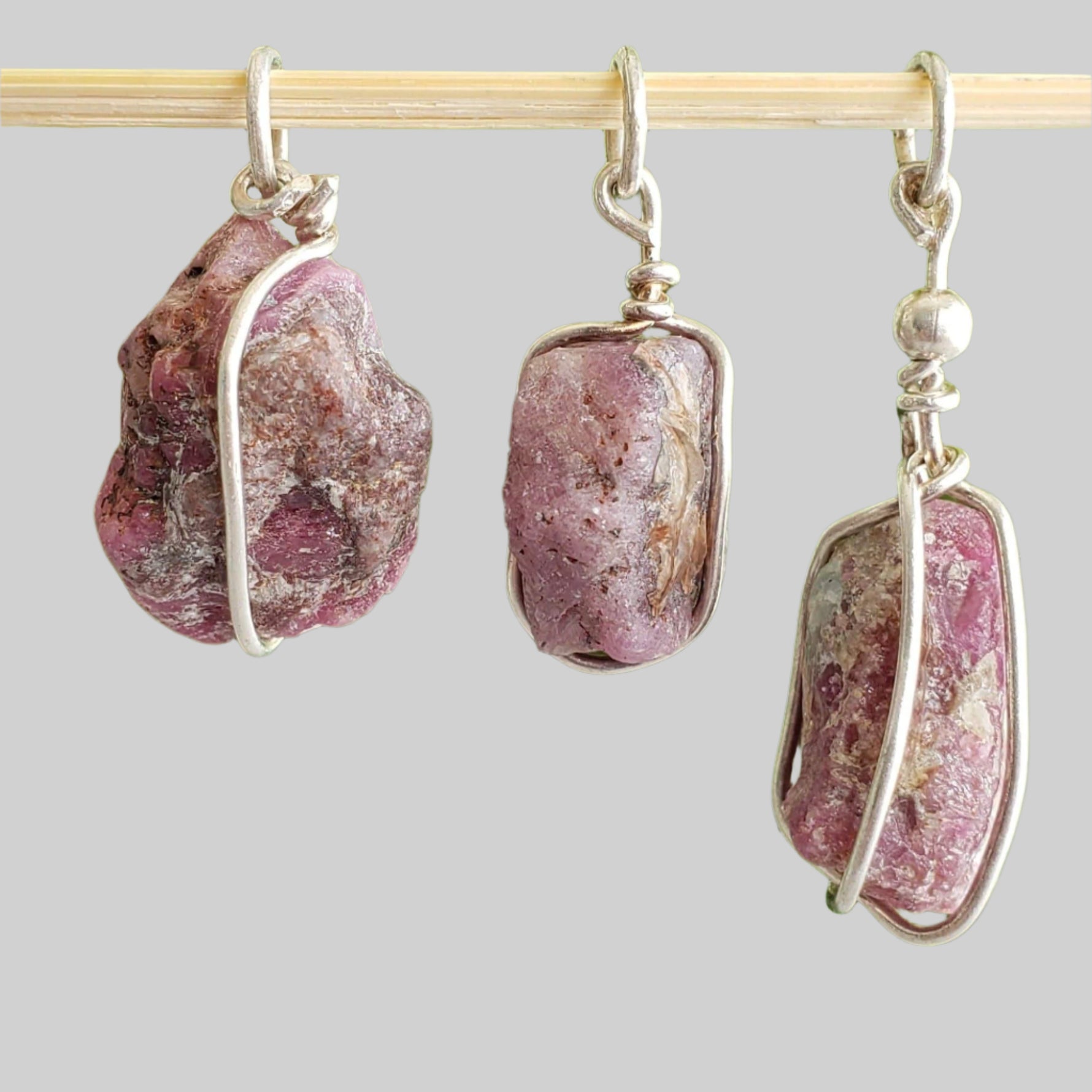  Ruby Pendant | 925 Silver Wire Wrapped Pendant | Natural Raw Ruby 1