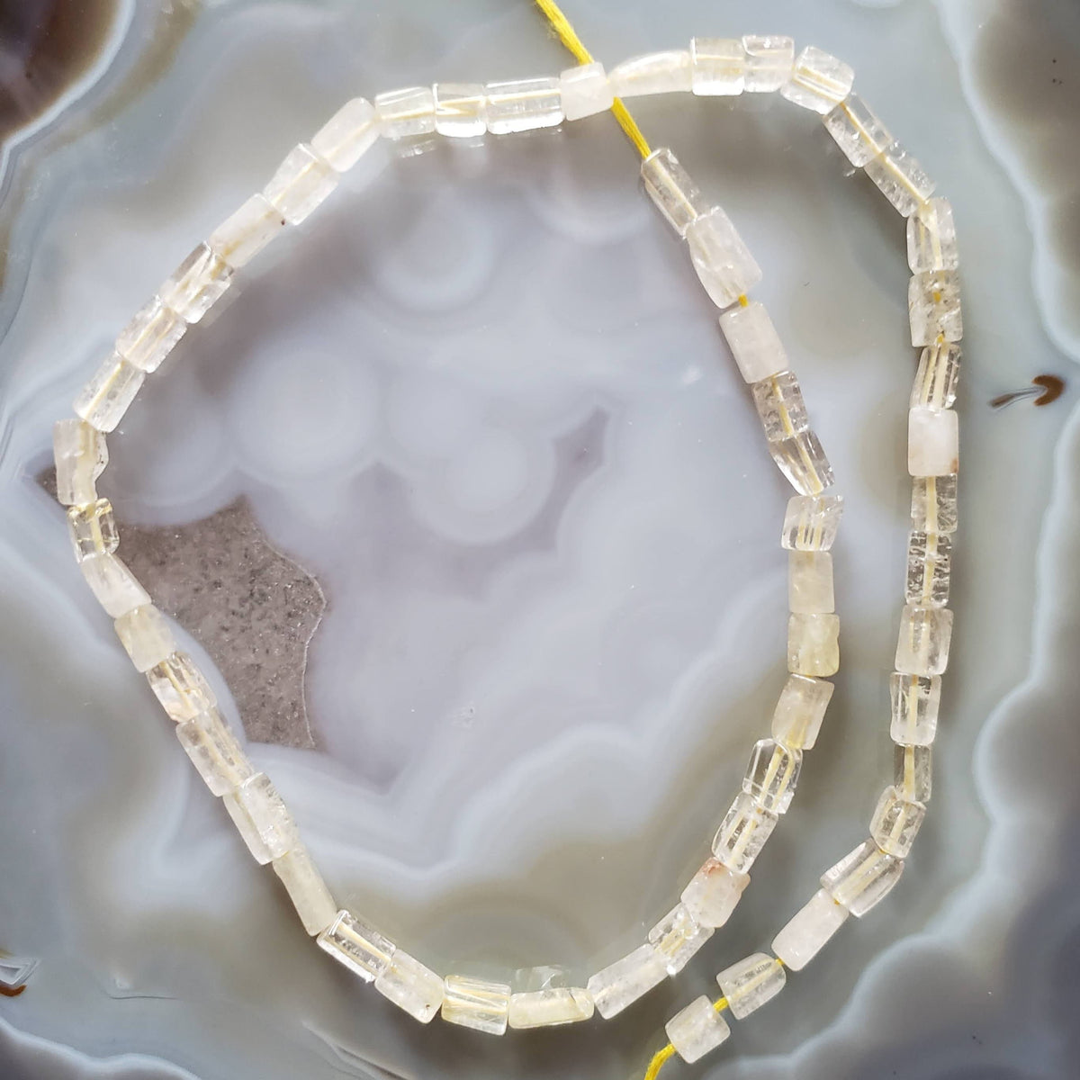  Rutile Quartz Gemstone Beads | 38 cm, 15 inch Strand | Rectangular | Yellow 