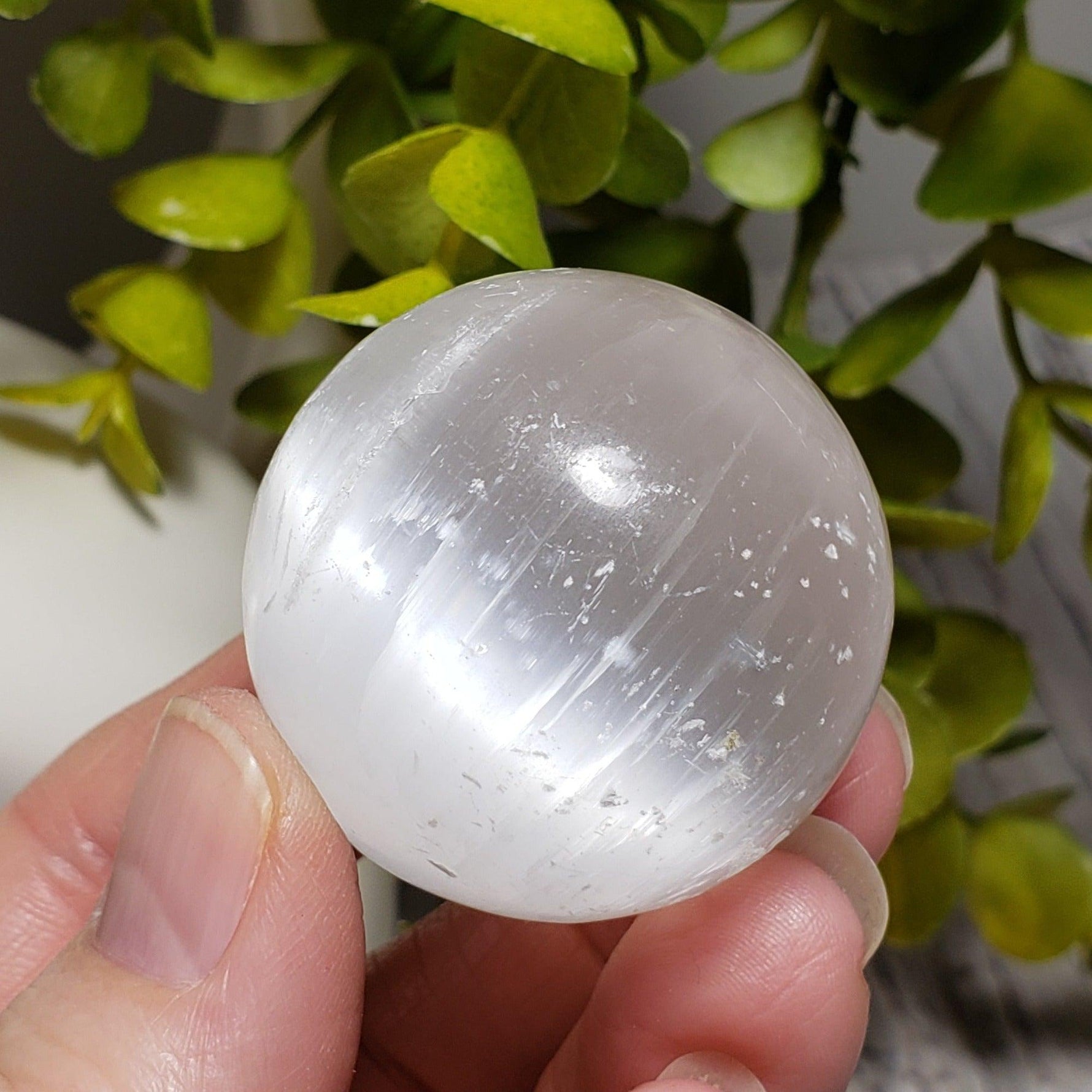  Selenite Satin Spar Crystal Sphere | 39 mm, 1.5 in | 85.4 grams 