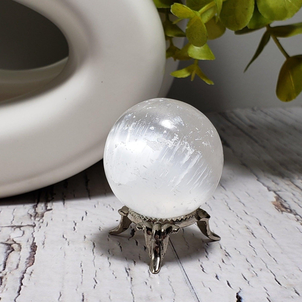  Selenite Satin Spar Crystal Sphere | 39 mm, 1.5 in | 85.4 grams 4