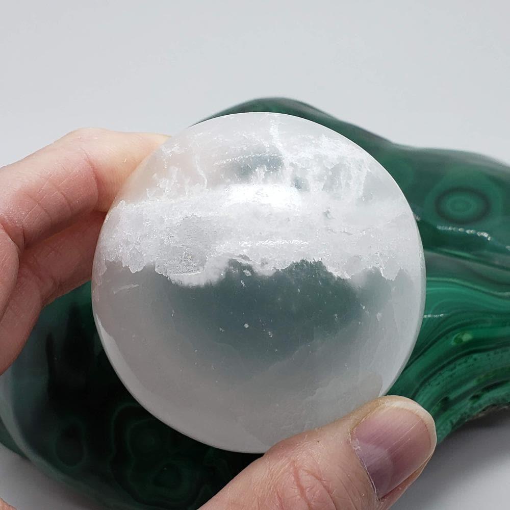  Selenite Satin Spar Sphere | 66 mm, 2.6 in | 355 grams 