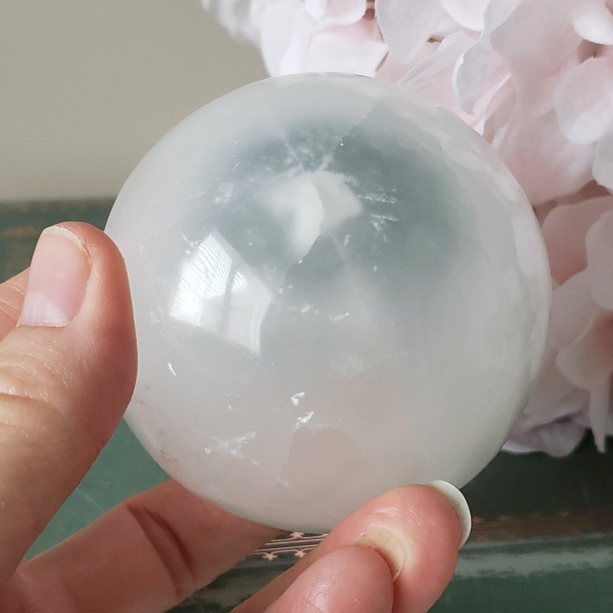  Selenite Satin Spar Sphere | 72 mm, 2.8 in | 465 grams 3