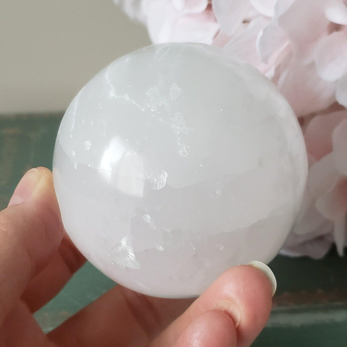  Selenite Satin Spar Sphere | 72 mm, 2.8 in | 465 grams 6