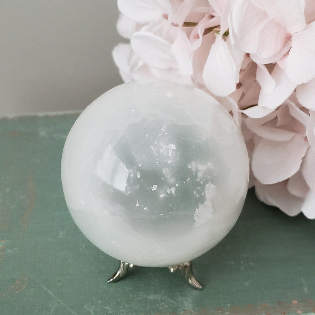  Selenite Satin Spar Sphere | 74 mm, 2.9 in | 496 grams 2