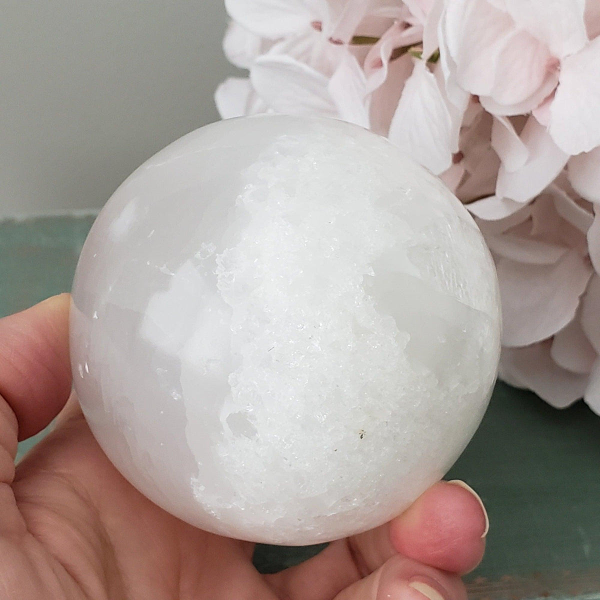  Selenite Satin Spar Sphere | 75 mm, 2.9 in | 541 grams 7