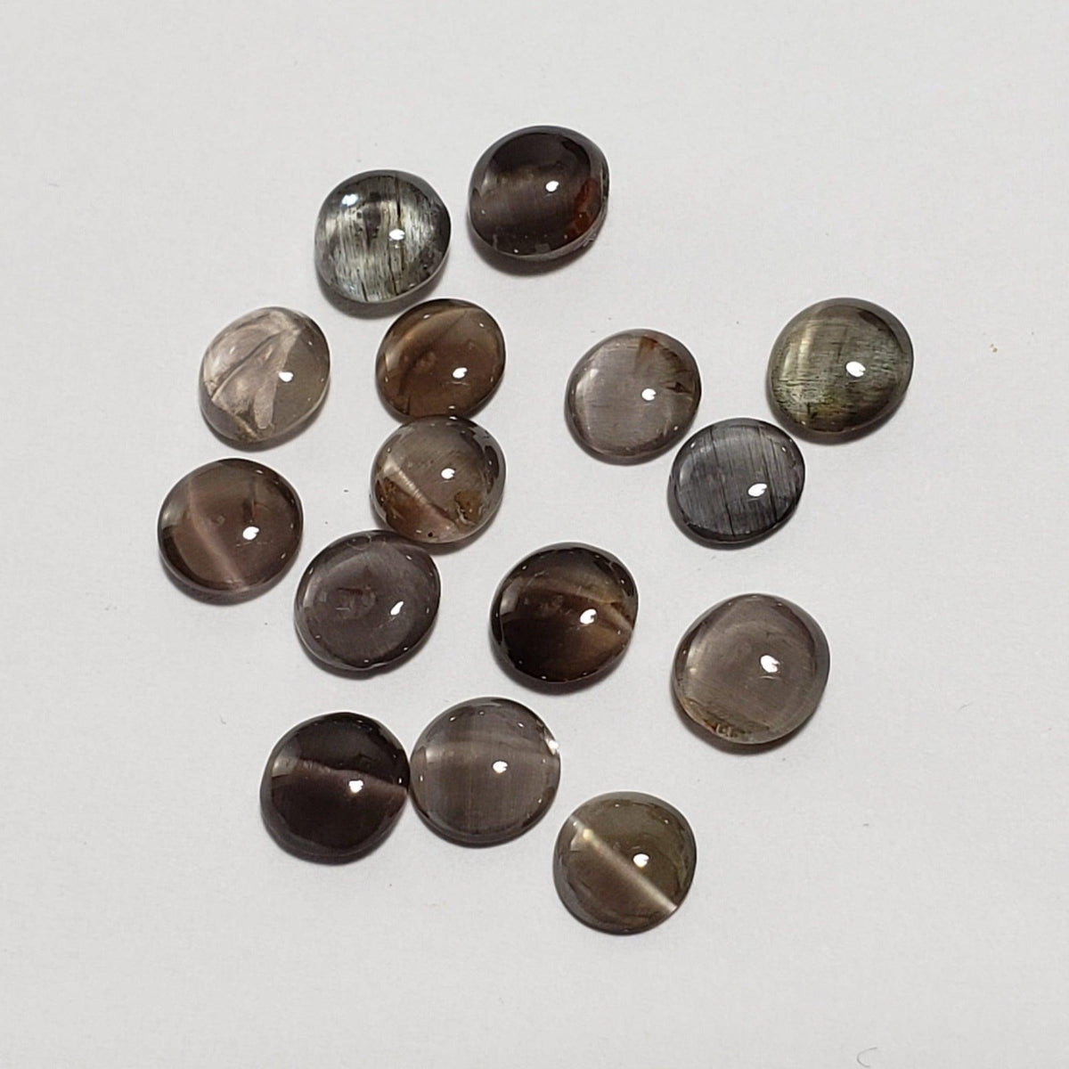 D - Sillimanite Cats Eye | Round Cabochon | Titanium | 6mm - Canagem.com