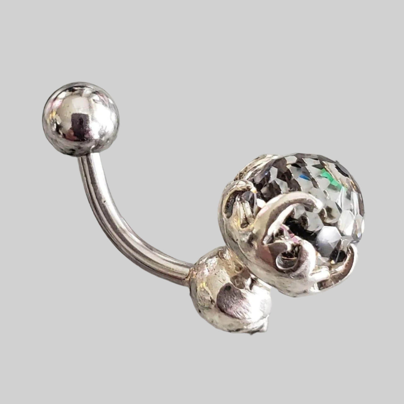  Silver Body Jewelry | Belly Ring | Surgical Steel and 925 Silver | Rainbow Crystal 2