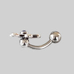  Silver Body Jewelry | Flower Belly Ring | Surgical Steel and 925 Silver | Sapphire Crystal 1