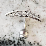  Silver Body Jewelry | Reverse Belly Ring | Surgical Steel and 925 Silver | Cubic Zirconia | SO24 