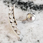  Silver Body Jewelry | Reverse Belly Ring | Surgical Steel and 925 Silver | Cubic Zirconia | SO24 1