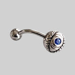  Silver Body Jewelry | Third Eye Belly Ring | Surgical Steel and 925 Silver | Tanzanite Crystal 