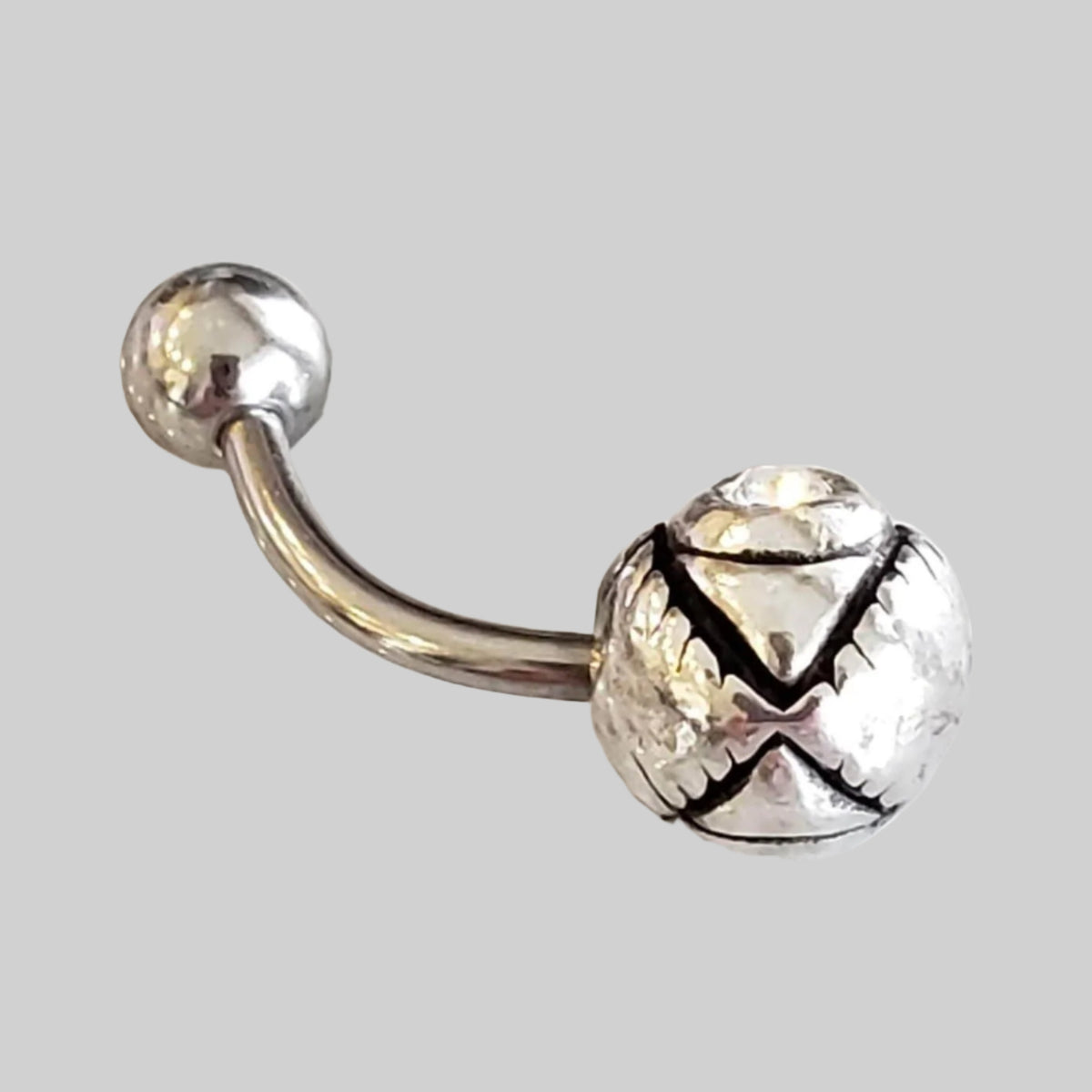  Silver Body Jewelry | Third Eye Belly Ring | Surgical Steel and 925 Silver | White Sapphire Crystal 1