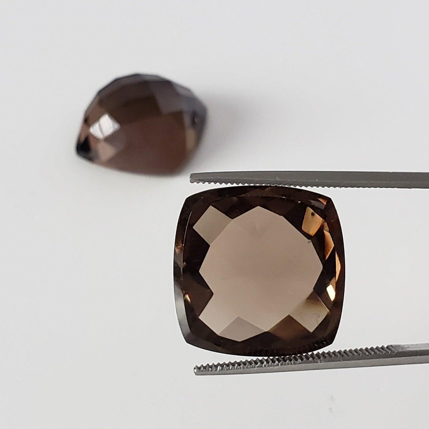  Smoky Quartz | Antique Cushion Checkerboard | 16mm 
