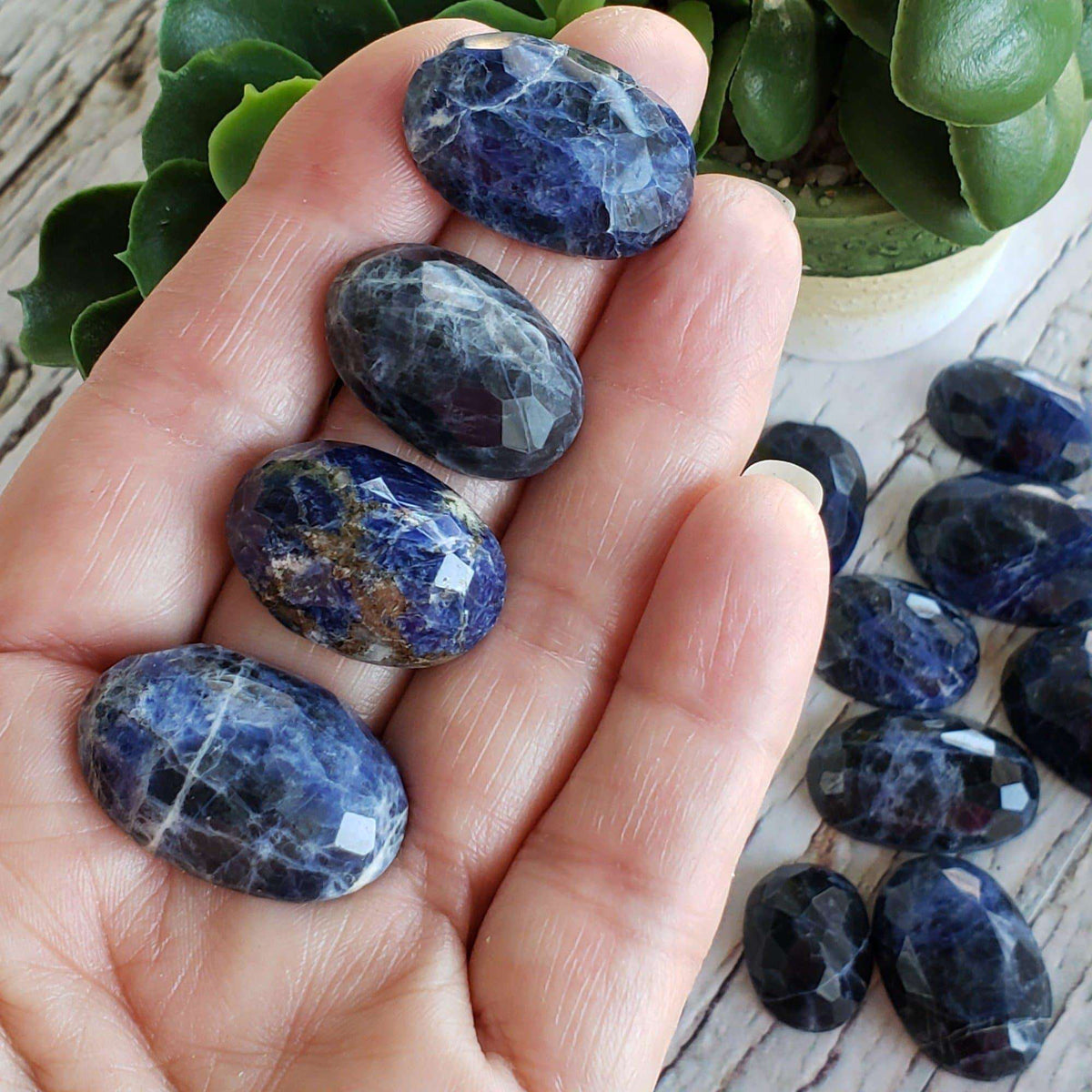   Sodalite | Oval Facet Cabochon | Navy Blue | 15-29 carats | Canada 