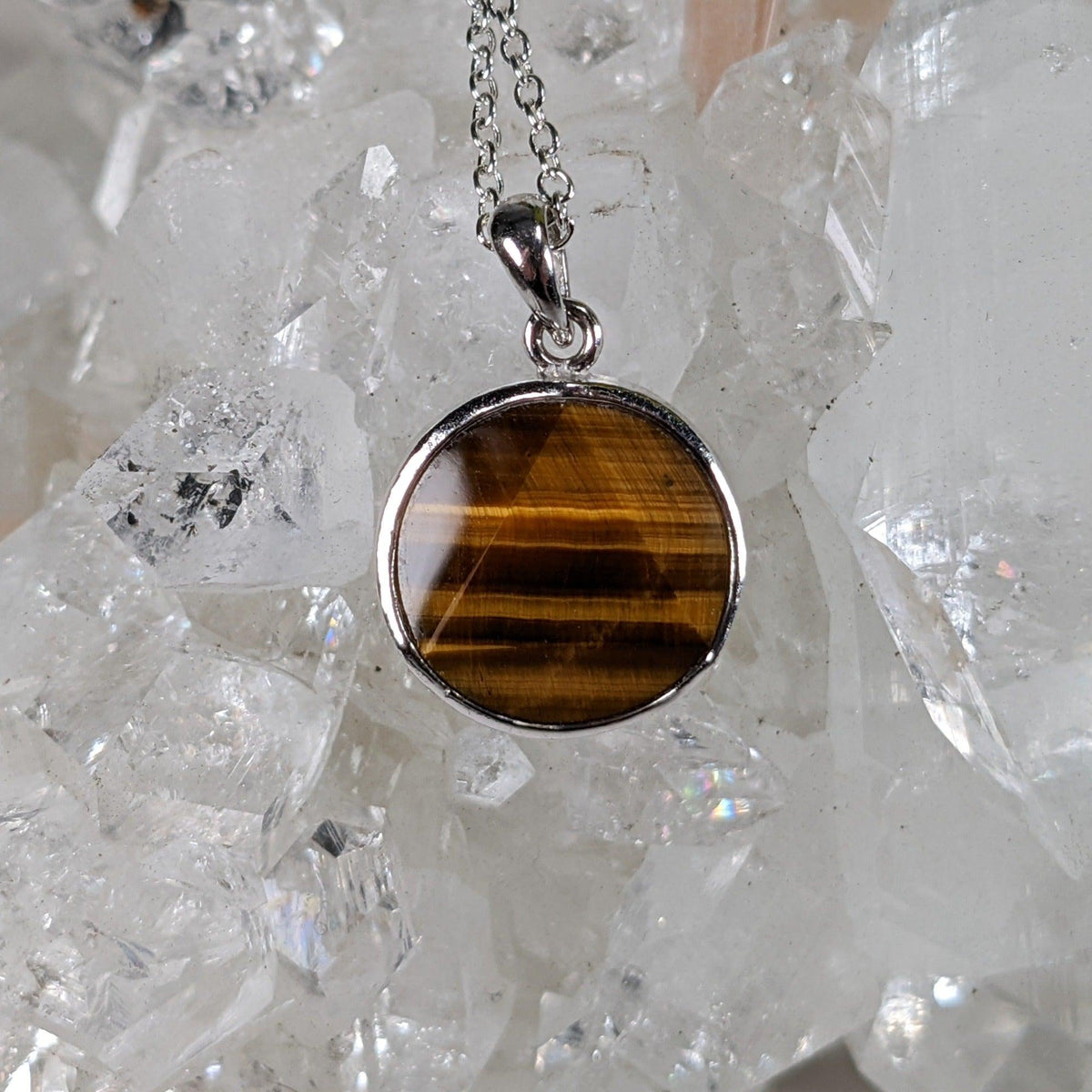  Tigers Eye Pendant | Two Sided Faceted Stone | 925 Sterling Silver | Brazil 1