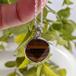  Tigers Eye Pendant | Two Sided Faceted Stone | 925 Sterling Silver | Brazil 3