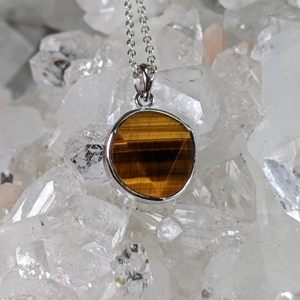  Tigers Eye Pendant | Two Sided Faceted Stone | 925 Sterling Silver | Brazil 4