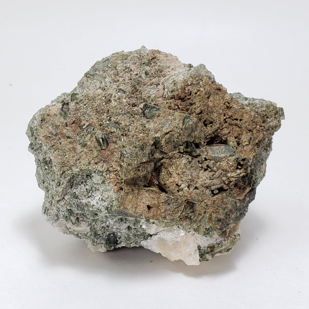  Titanite in Green Diopside matrix | Black Sphene with White Calcite Crystal | 454 grams | Bancroft, Ontario Canada 5