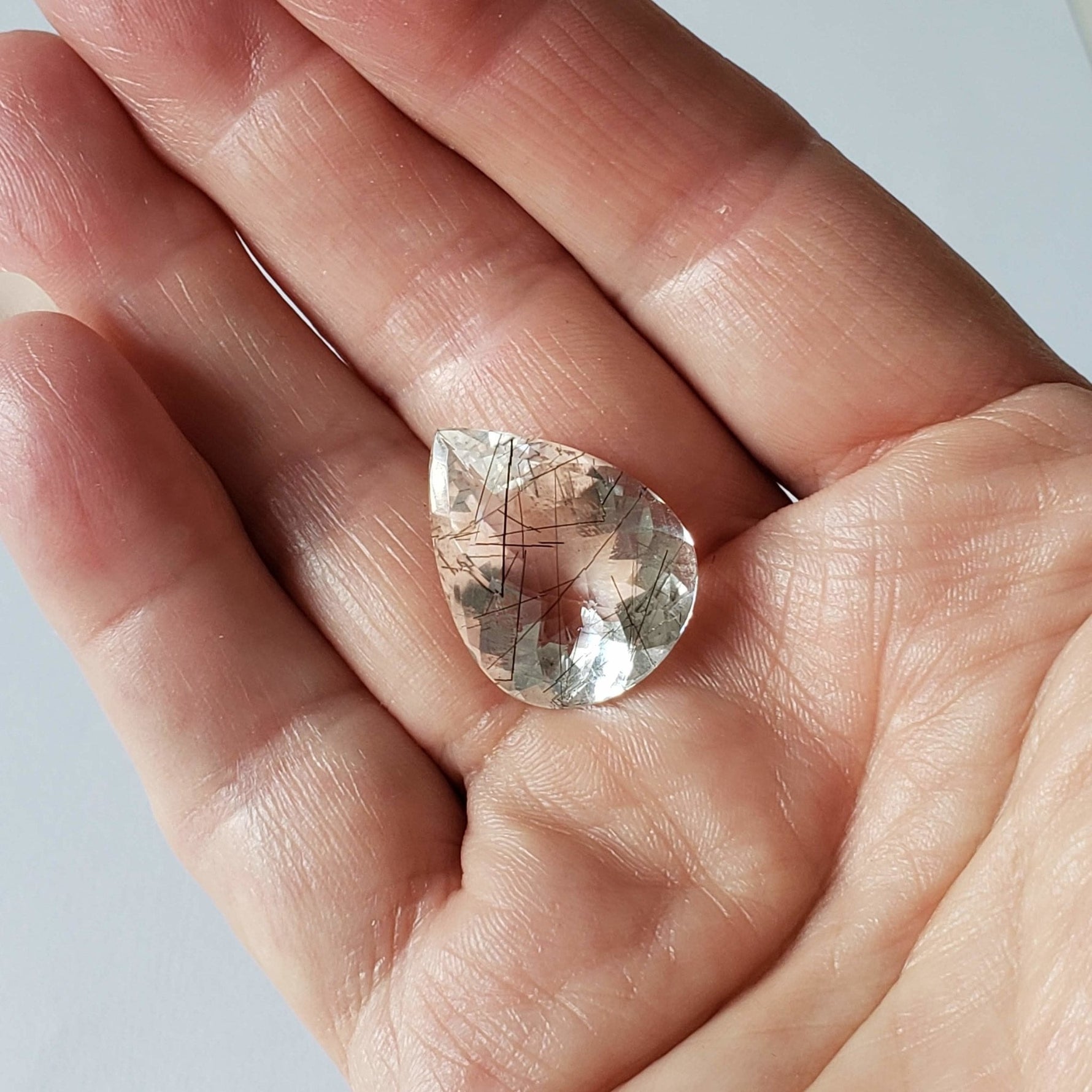  Tourmalinated Quartz | Pear Shape Cut | 24.3x18.5mm 23.35ct | Brazil 8
