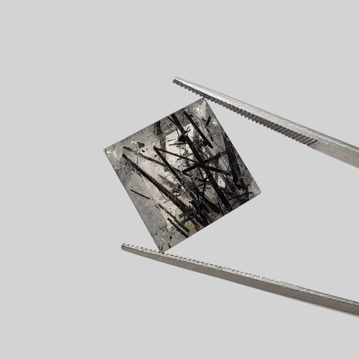  Tourmalinated Quartz | Square Cut | 14mm | Brazil 