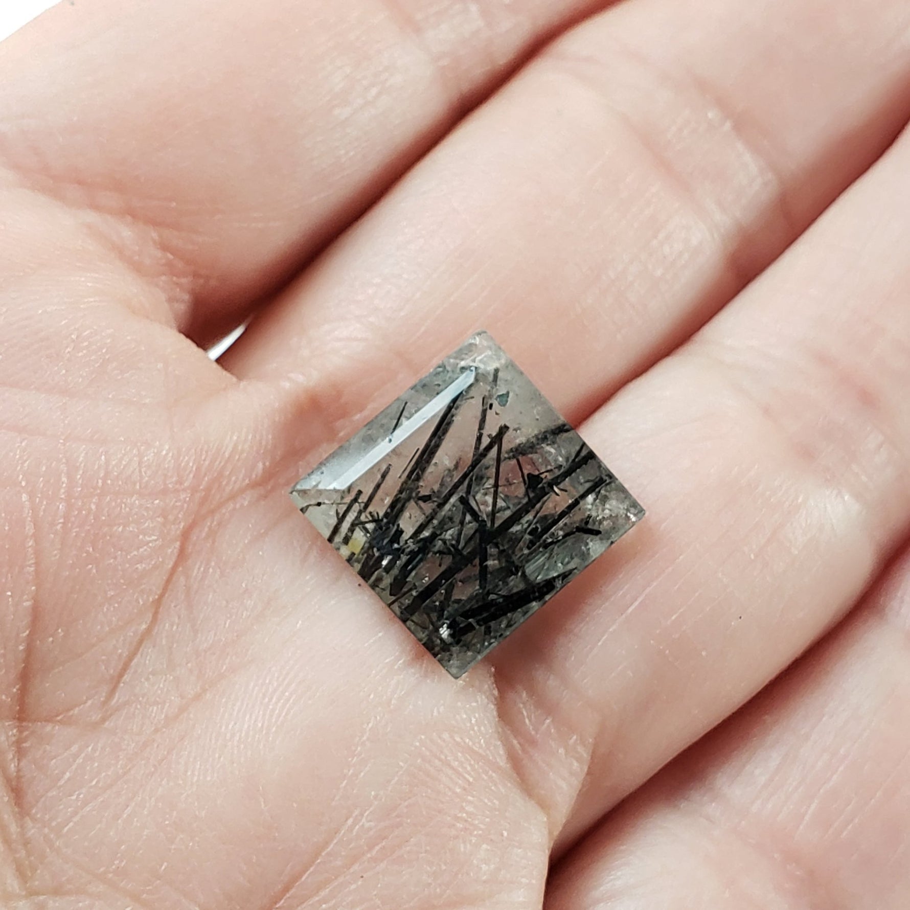  Tourmalinated Quartz | Square Cut | 14mm | Brazil 7