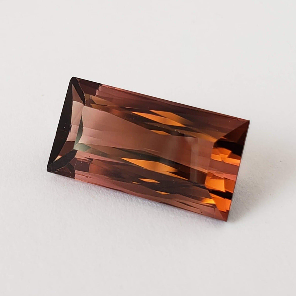  Tourmaline | Baguette Cut | Pinkish Brown Bi-Color | 17x9mm 10.9ct 
