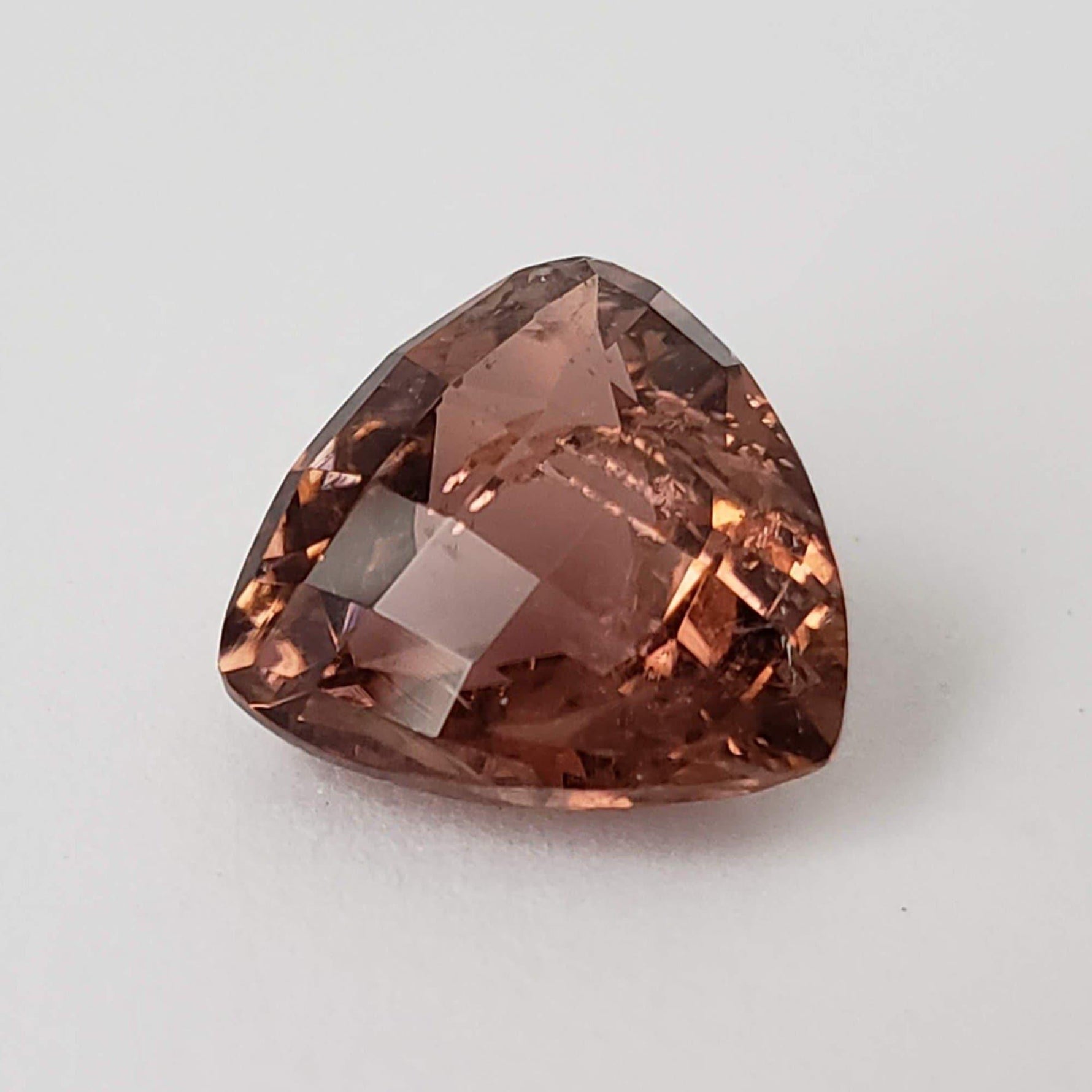 Tourmaline | Trilliant Checkerboard Cut | Peach | 11.1mm 4.77ct 