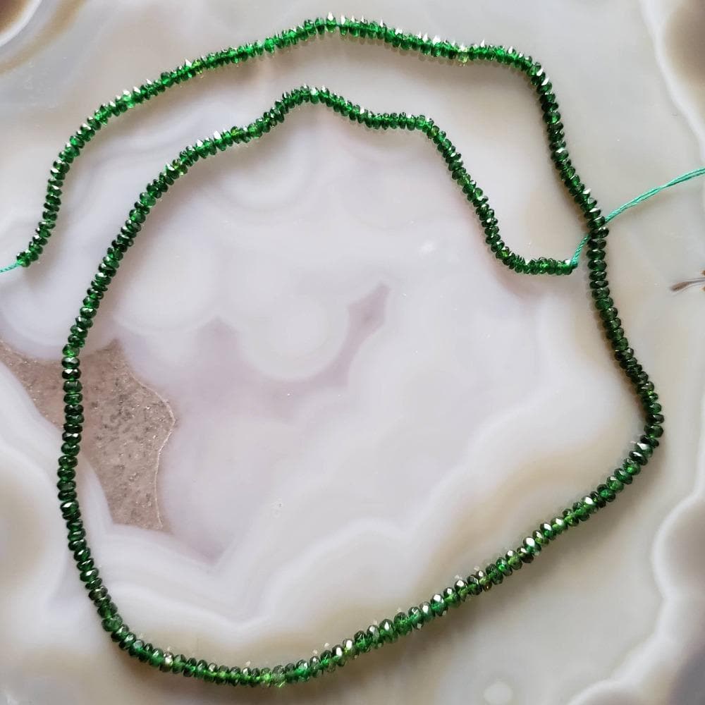  Tsavorite Gemstone Beads | 36 cm, 14 inch Strand | Rondelle | Emerald Green 