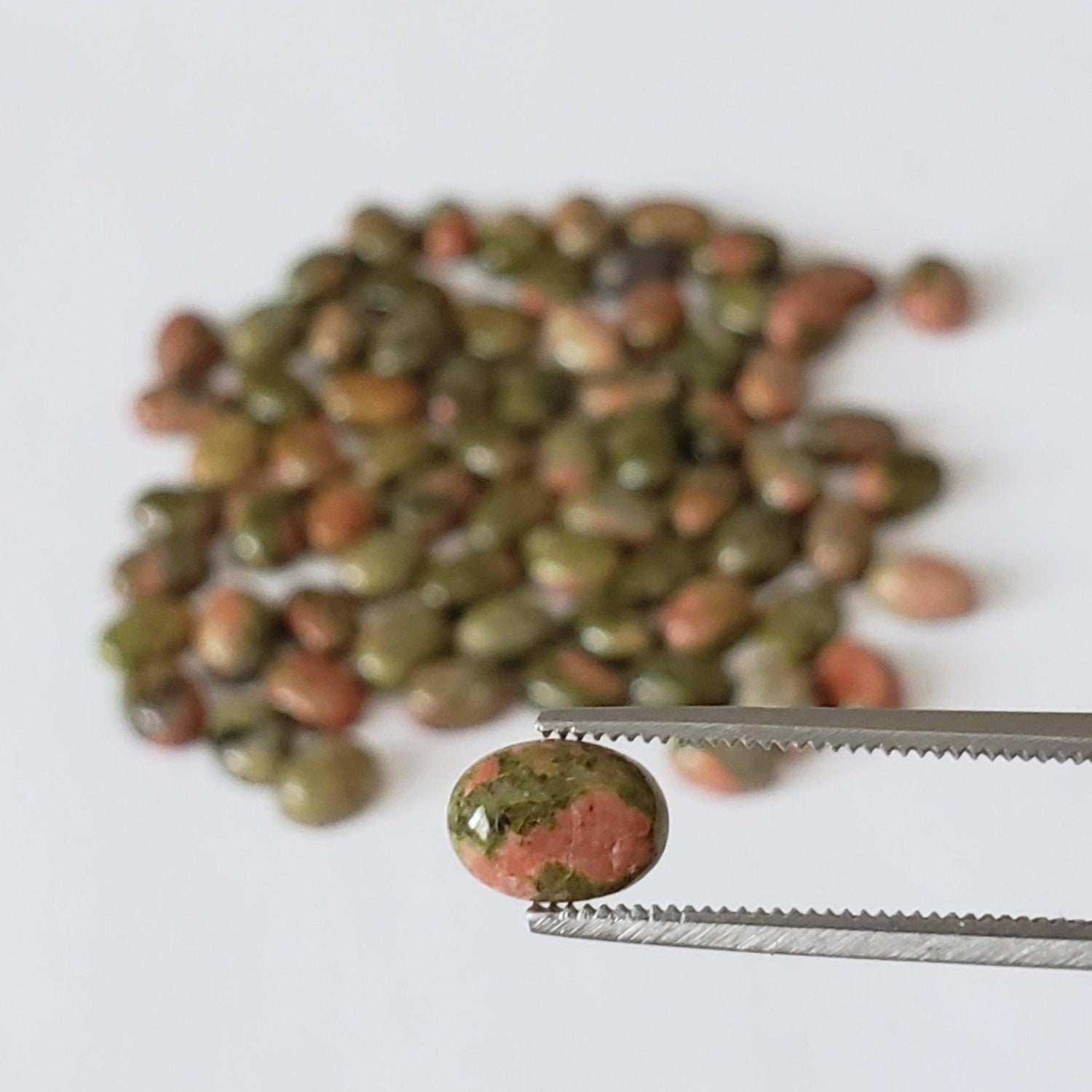  Unakite | Oval Cabochon | Green With Red | 7X5mm 