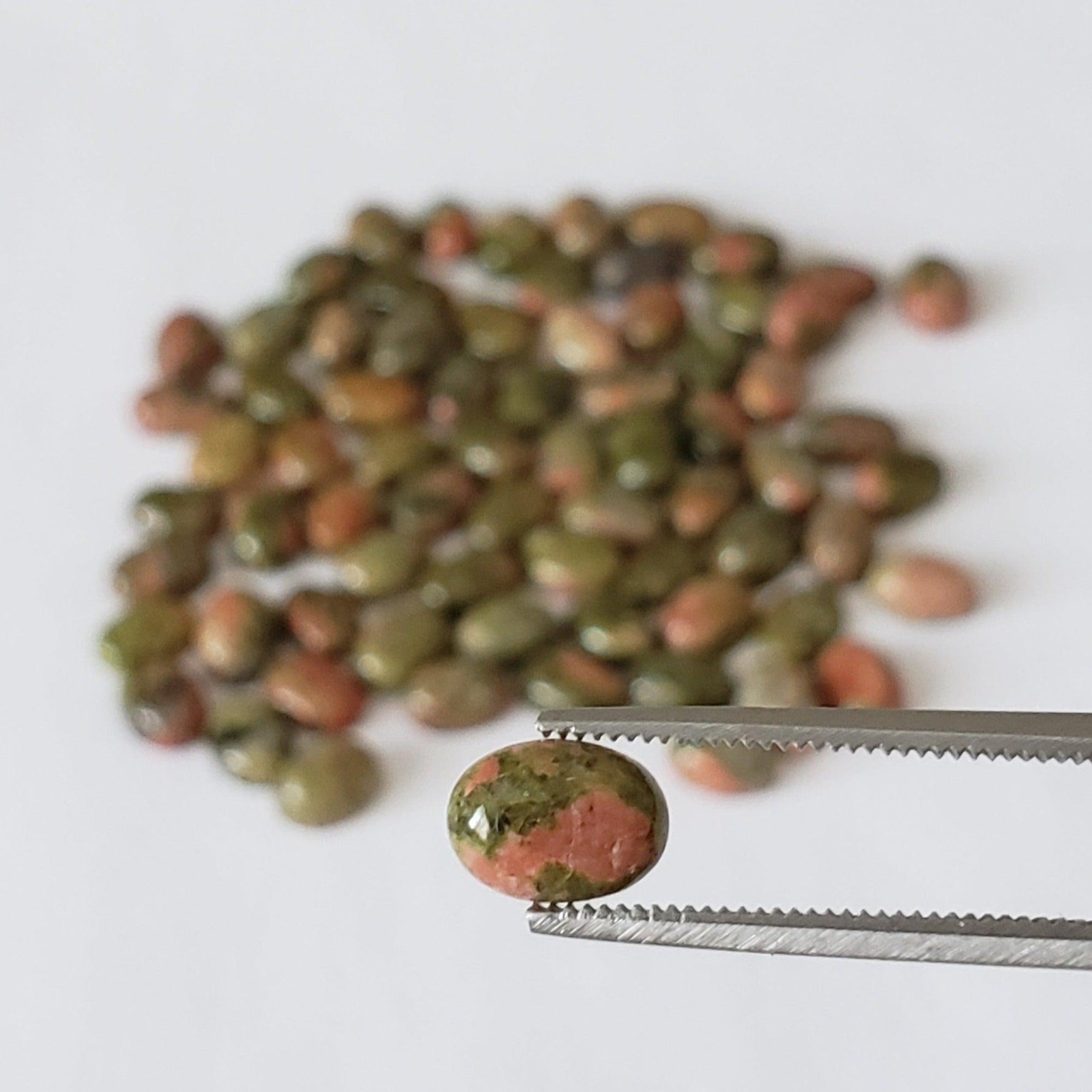  Unakite | Oval Cabochon | Green With Red | 7X5mm 