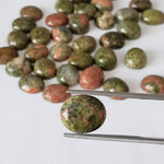  Unakite | Oval Cabochon | Green with Red | 12X10mm 2