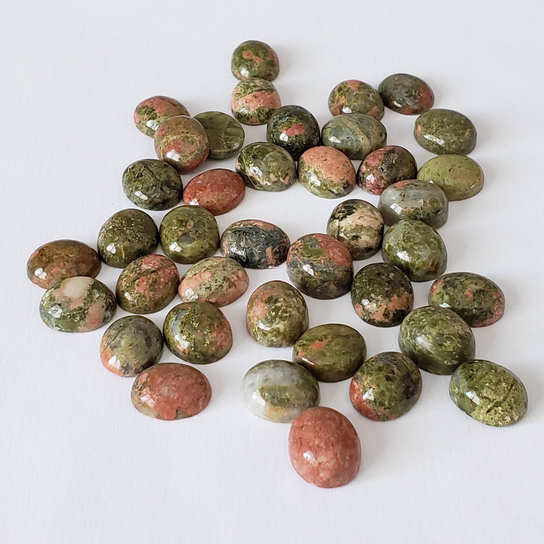  Unakite | Oval Cabochon | Green with Red | 12X10mm 3