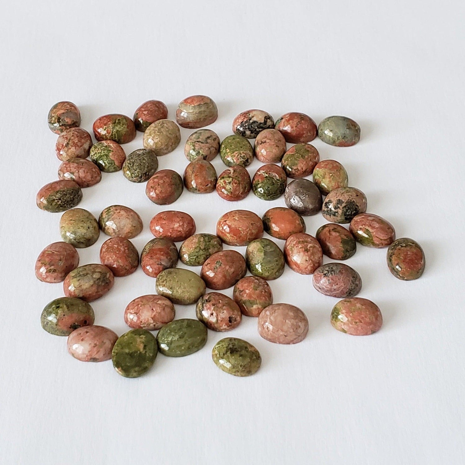  Unakite | Oval Cabochon | Green with Red | 9x7mm 1