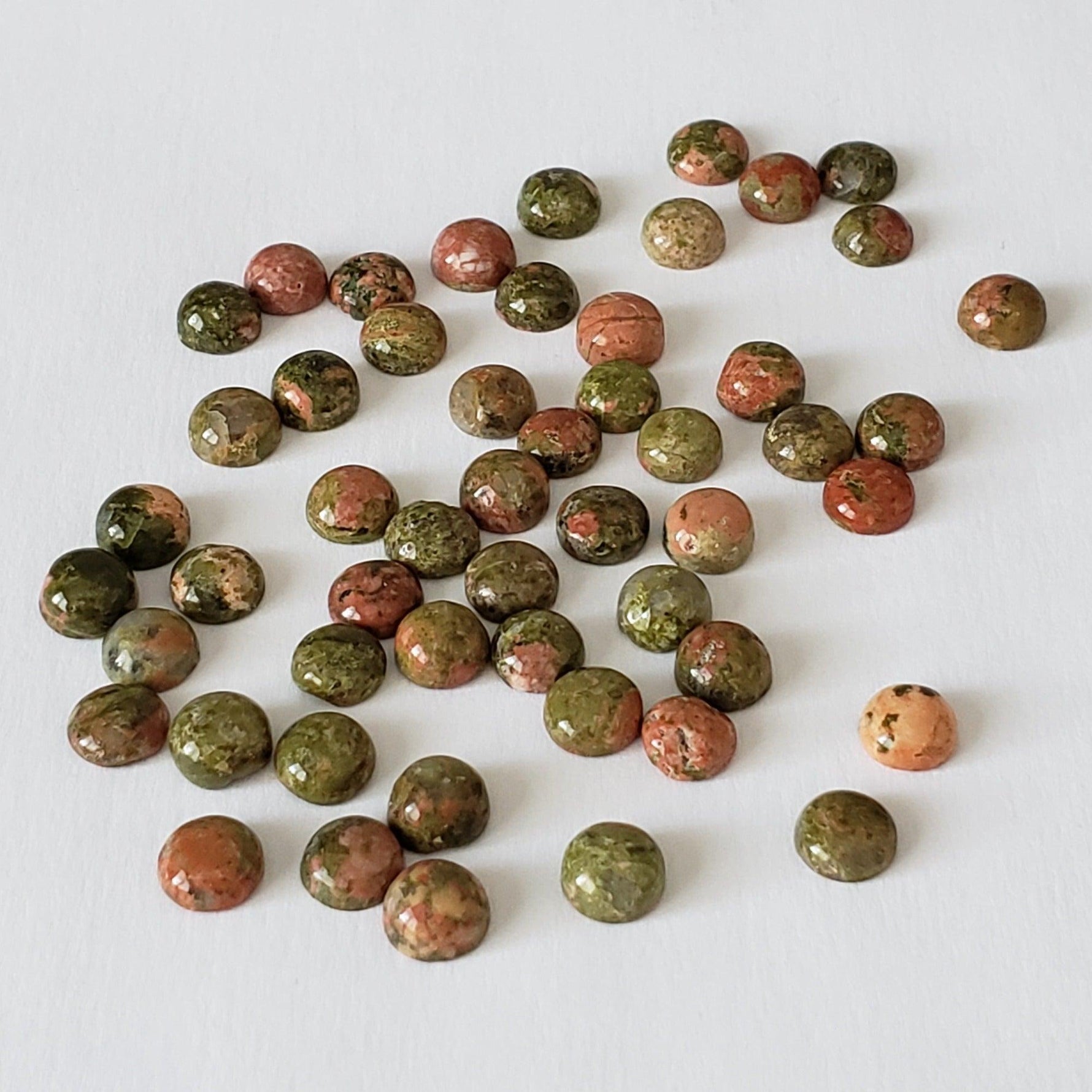  Unakite | Round Cabochon | Green with Red | 6mm 2