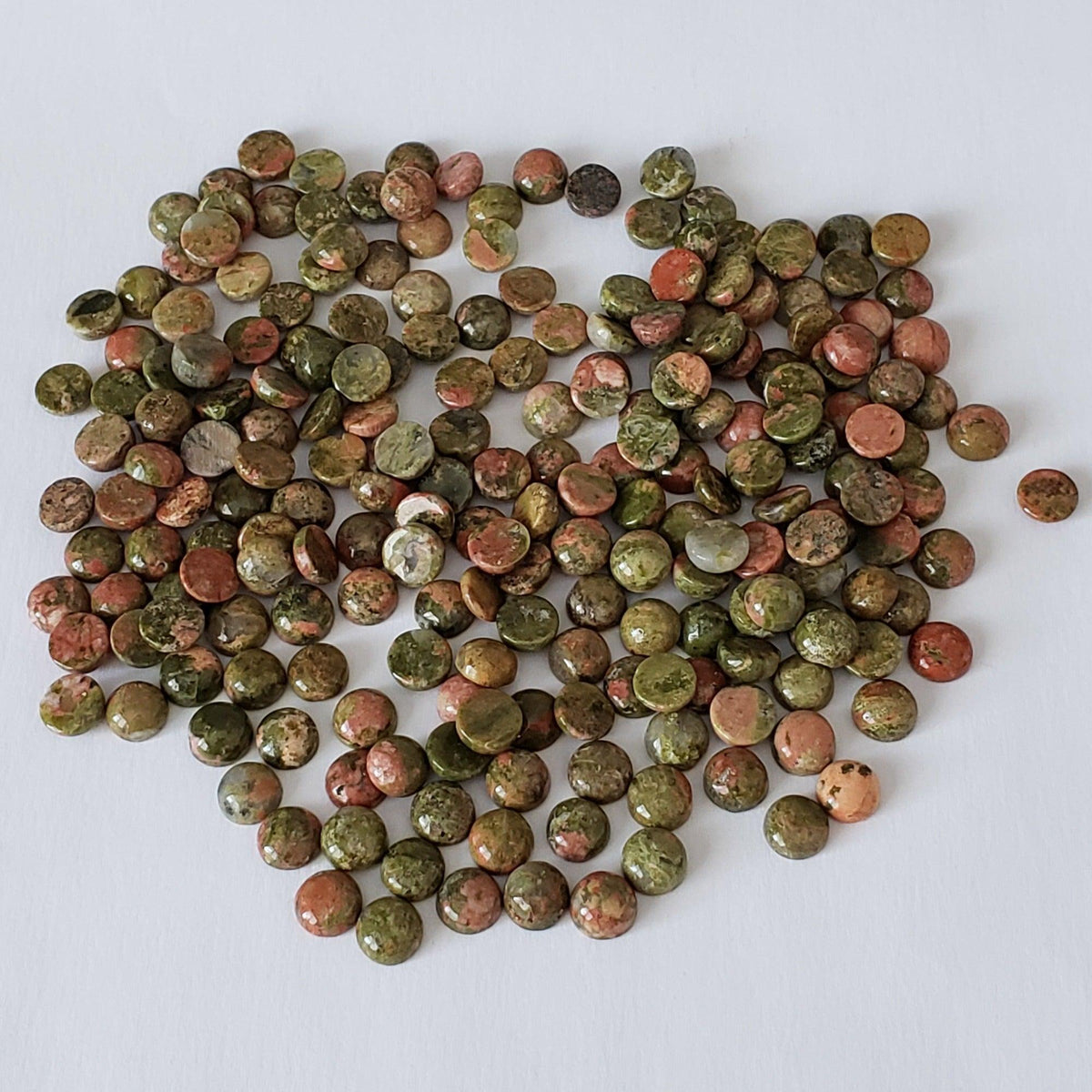  Unakite | Round Cabochon | Green with Red | 6mm 3