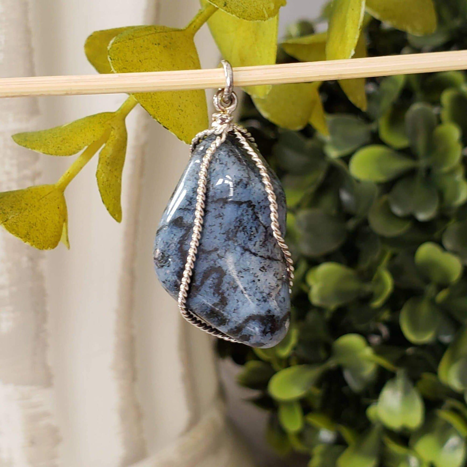 Agate Pendant | 925 Silver Wire Wrapped Pendant | Natural Tumbled Agate | Canagem.com