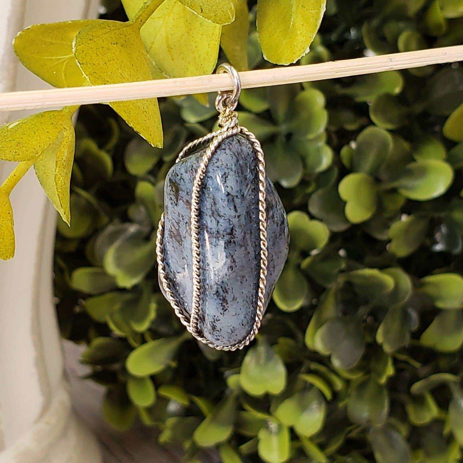 Agate Pendant | 925 Silver Wire Wrapped Pendant | Natural Tumbled Agate | Canagem.com