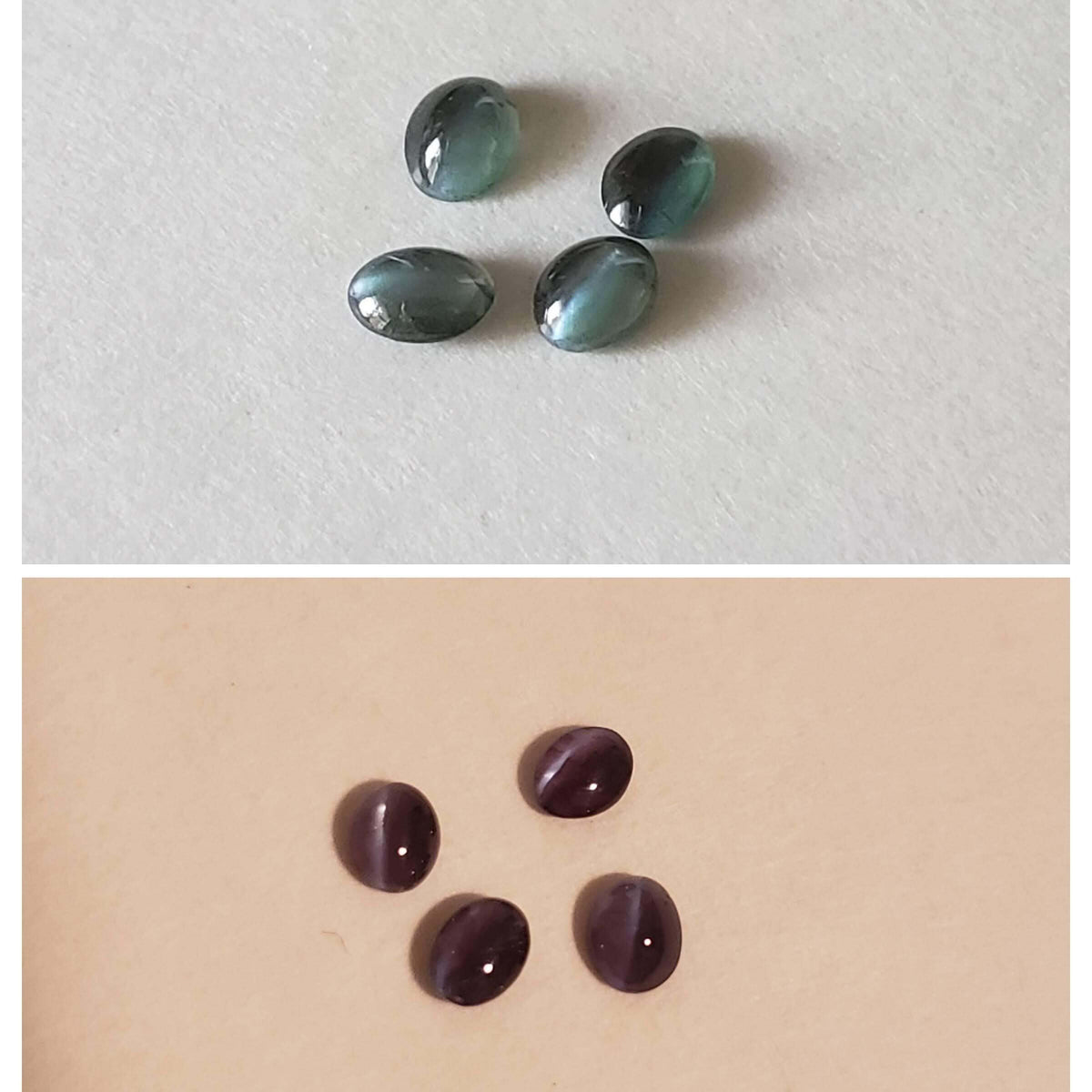 Alexandrite Cats Eye | Oval Cabochon | Green-Purple | 4x3mm