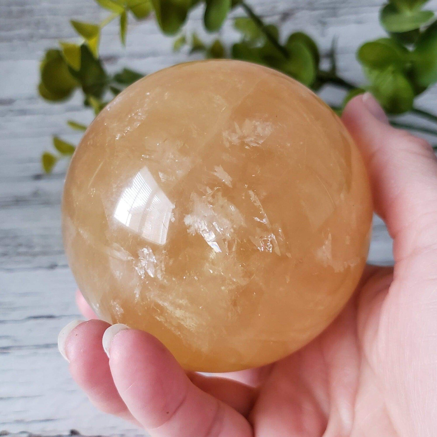 Amber Calcite Sphere | 87 mm, 3.4 inches | 952 grams | China | Canagem.com