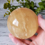 Amber Calcite Sphere | 87 mm, 3.4 inches | 952 grams | China | Canagem.com
