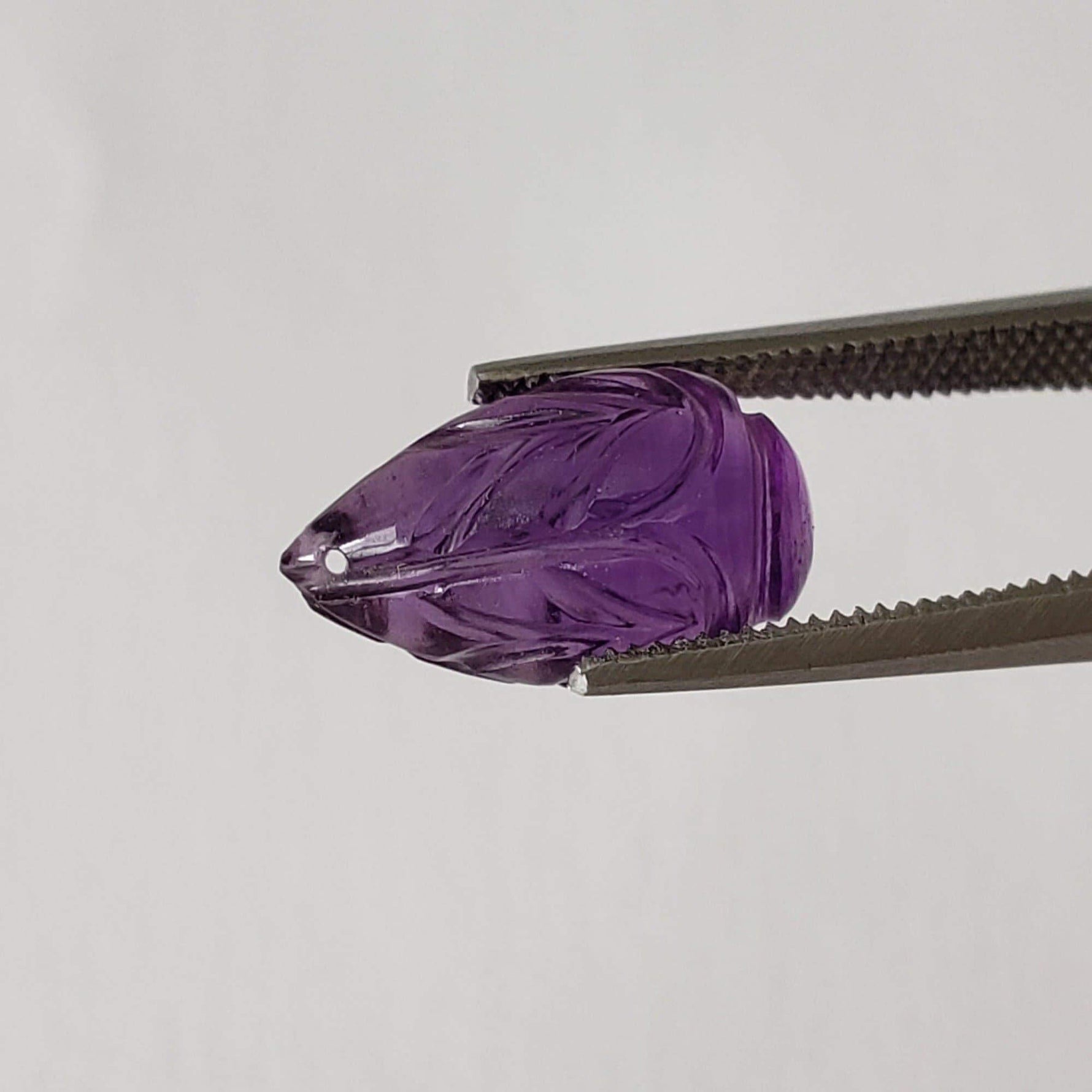 Amethyst | Carved Drilled Briolette | Purple | 11.8x7.2mm 3.6Ct | Canagem.com