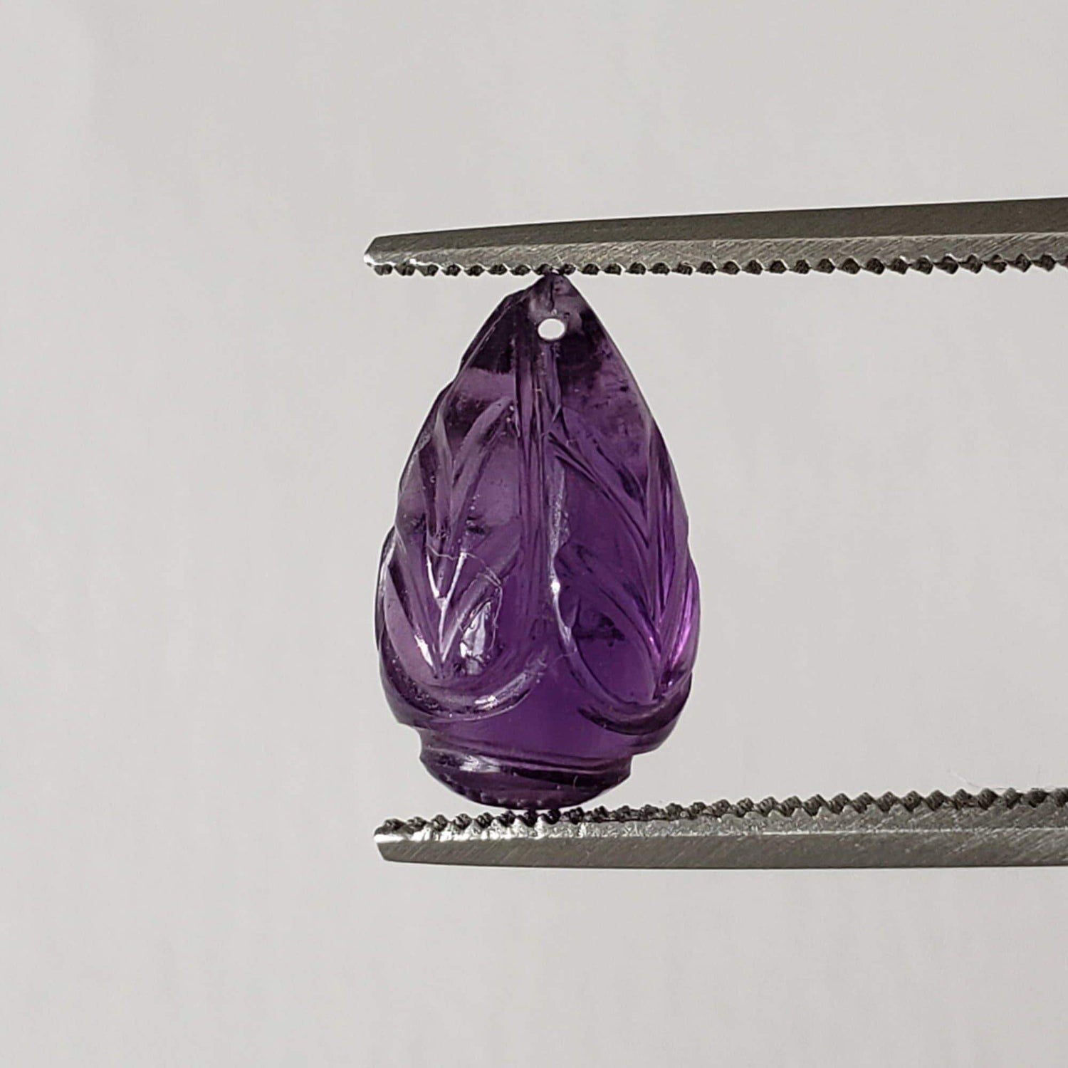Amethyst | Carved Drilled Briolette | Purple | 11.8x7.2mm 3.6Ct