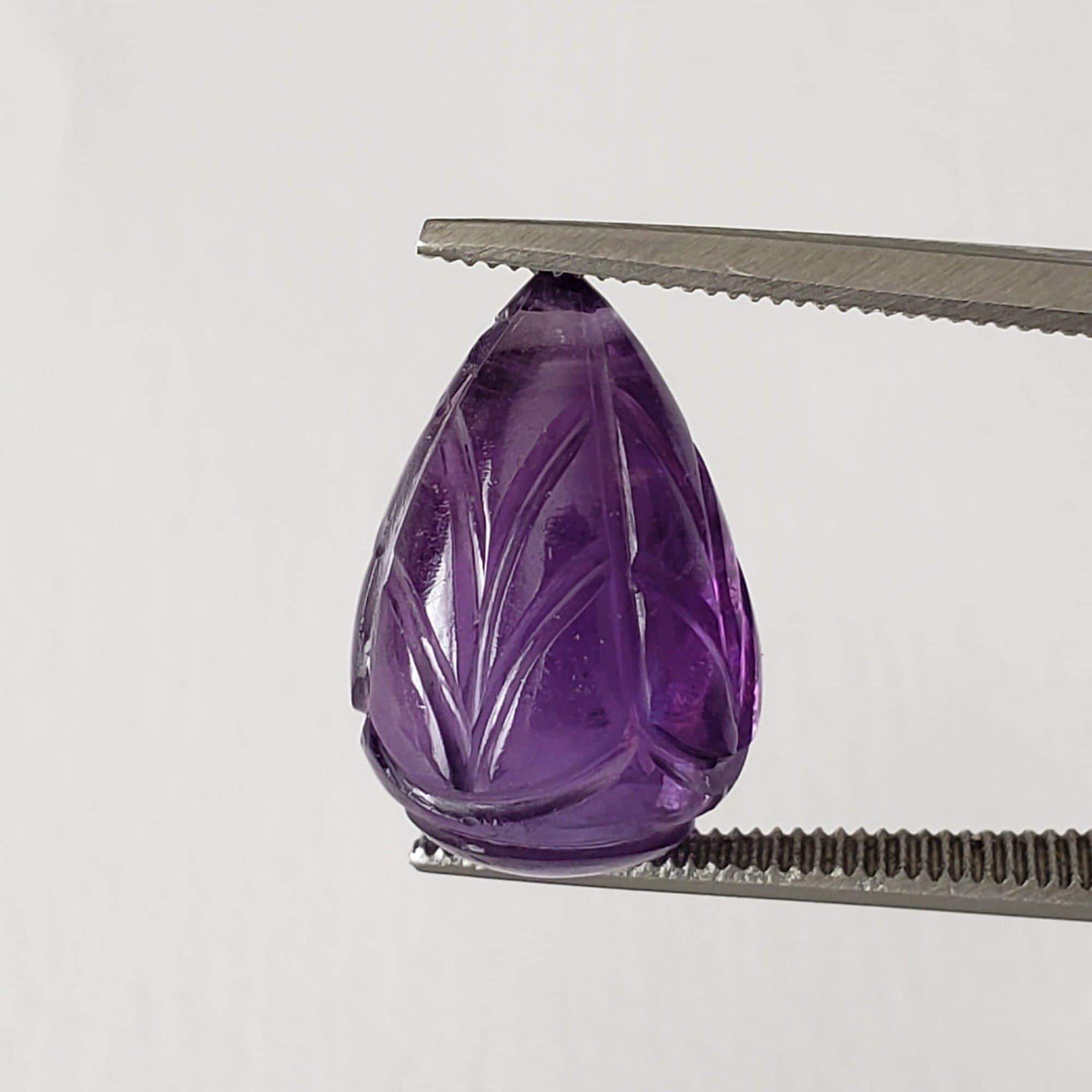 Amethyst | Carved Drilled Briolette | Purple | 15x10.2mm 8.9ct