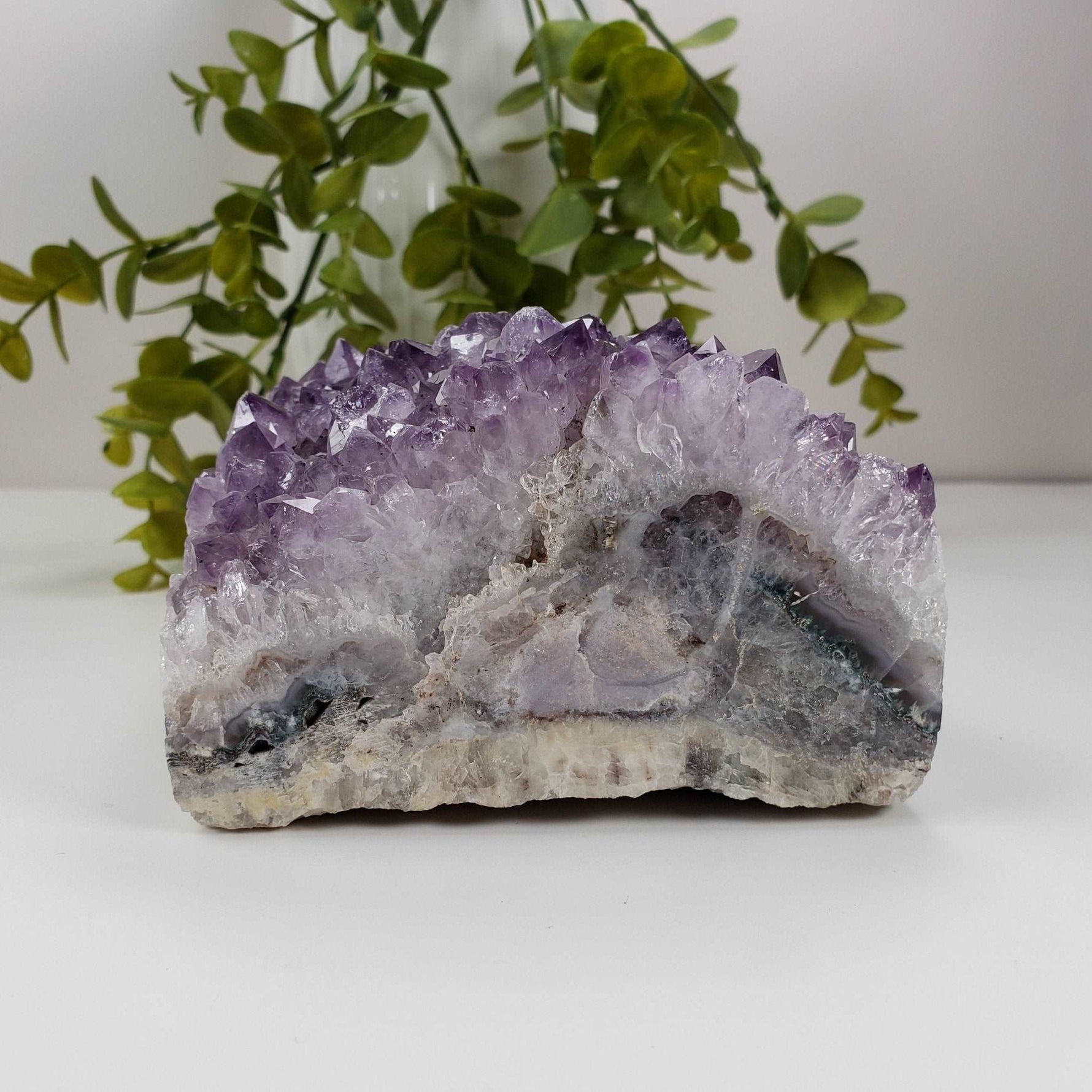 Amethyst Crystal Cluster | Deep Purple Crystals | 1.4 KG | Polished Agate | Brazil