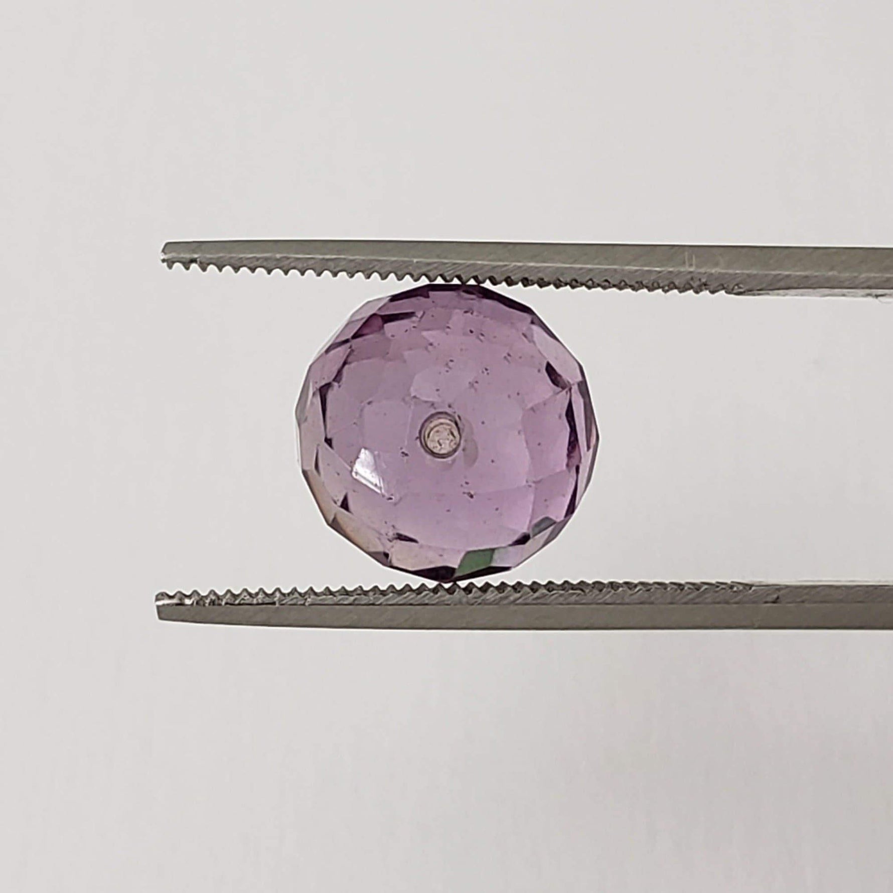 Amethyst | Half Drilled Faceted Sphere | Purple | 10 mm 6.6ct | Canagem.com