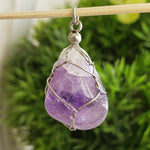 Amethyst Pendant | 925 Silver Wire Wrapped Pendant | Natural Tumbled Amethyst