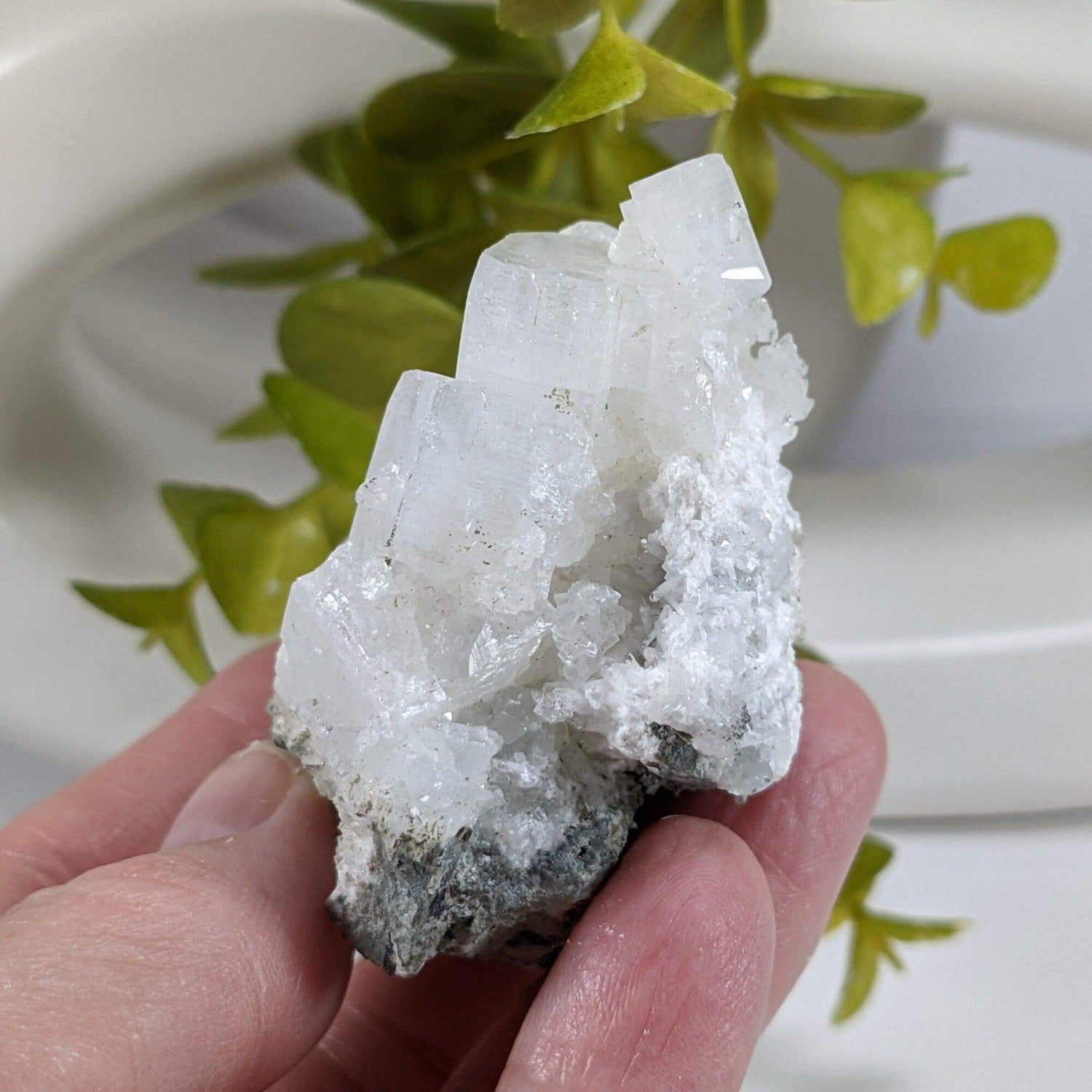 Apophyllite and Prehnite Cluster Crystal | 110 grams | Mumbai, India | Canagem.com
