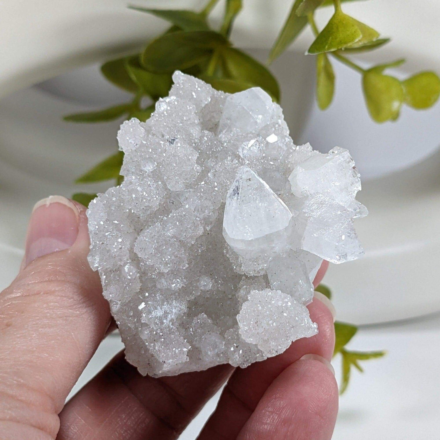 Apophyllite and Prehnite Crystal Cluster | 97 grams | Mumbai, India | Canagem.com