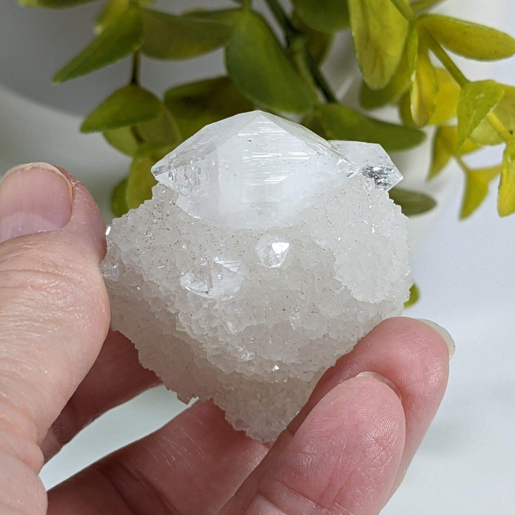  Apophyllite on Calcite Crystal Cluster 107 grams Jalgaon India 