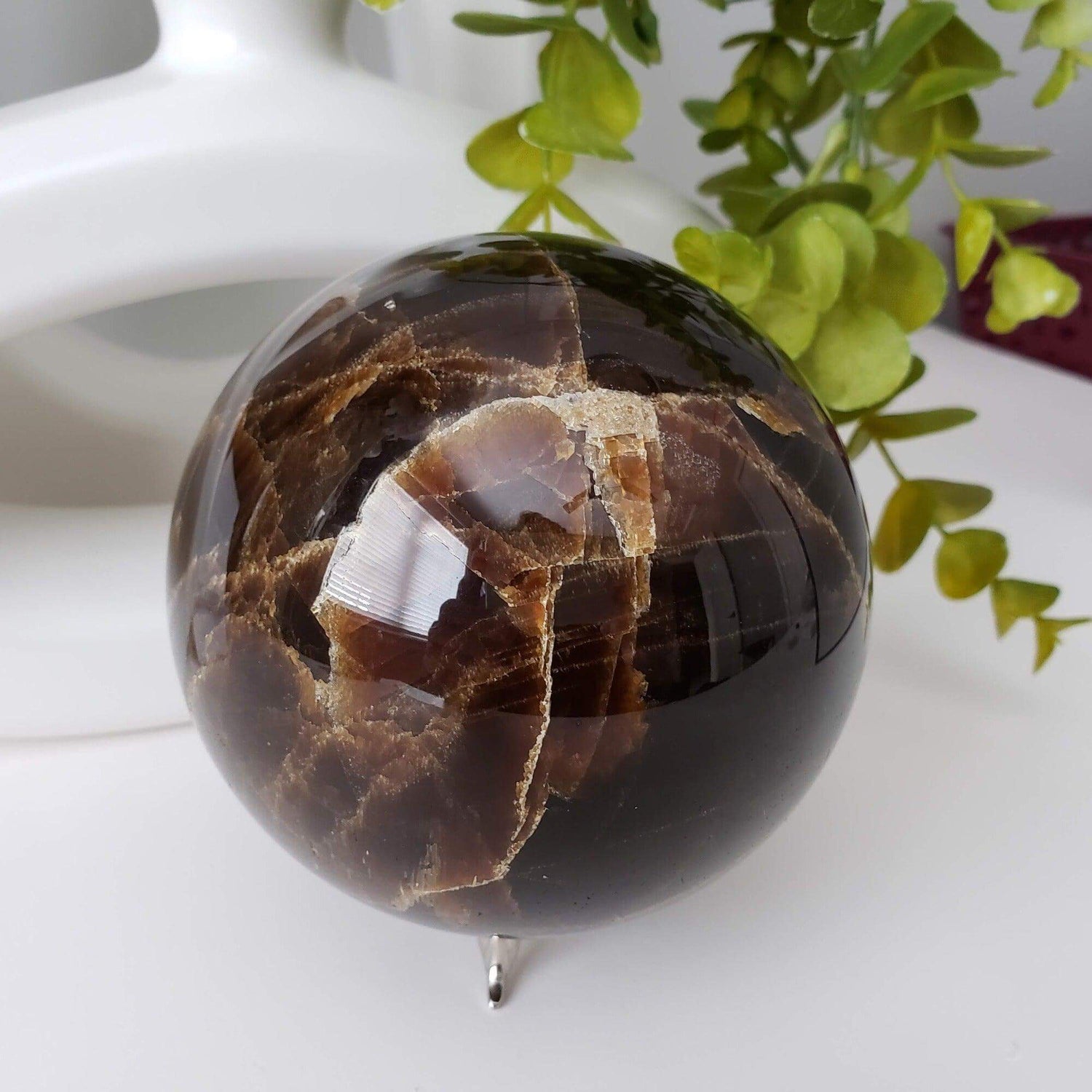 Aragonite Sphere | Best Dark Brown | Quartz Sphere | 104 mm, 4.1 in | 1.71 kg